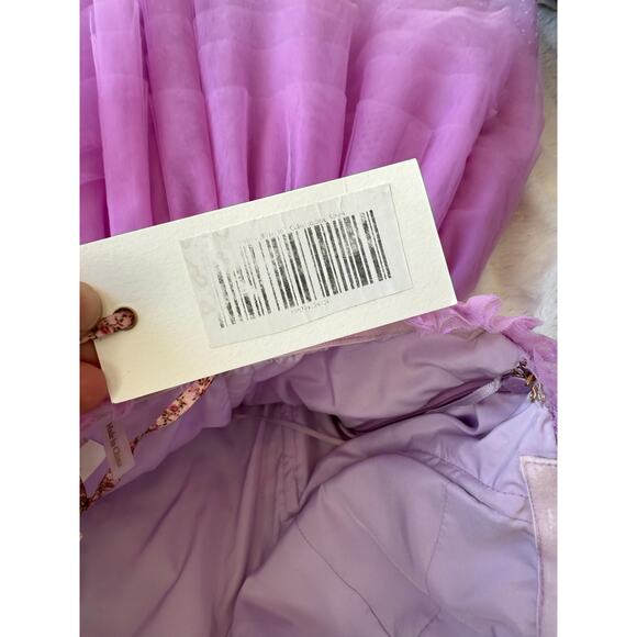 LoveShackFancy NWT Pink Purple Faron Tiered Bow Tulle Ballerina Mini Dress 4 - Picture 15 of 16